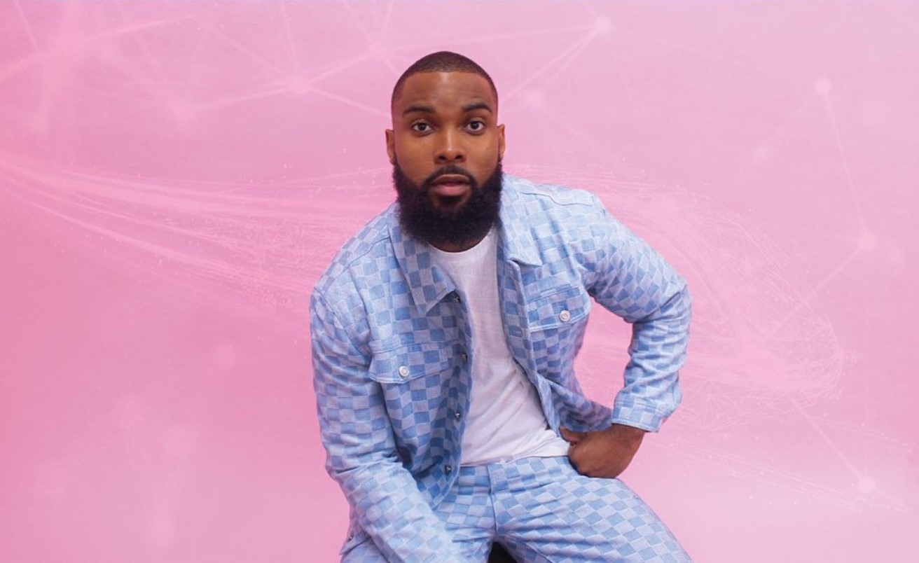 Photo of John Bernard Poet on pink background