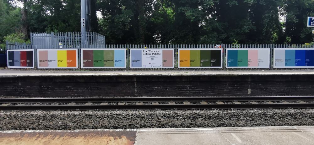 Warwick colour palette installation at the train station