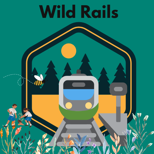 Wild Rails logo featuring a train on a train track
